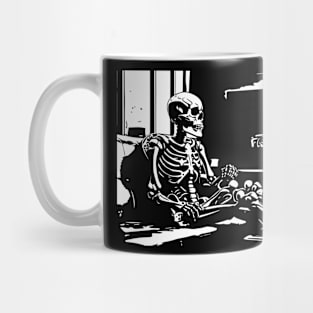skeleton watching tv Mug